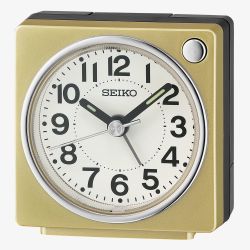 Seiko Square Gold White Dial Alarm Clock QHE196G