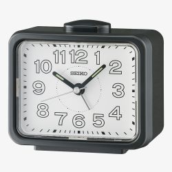 Seiko Retro White Dial Black Alarm Clock QHK061K
