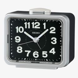 Seiko Retro Black Silver Bell Alarm Clock QHK062S