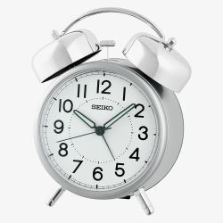 Seiko Twin Bell Round Silver Alarm Clock QHK063S