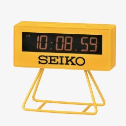 Seiko Sports Yellow Digital Dial Rectangle Alarm Clock QHL062Y