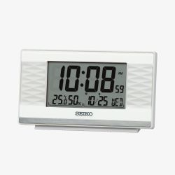 Seiko White Rectangle Digital Dual Alarm Clock QHL094W