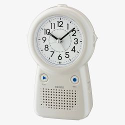 Seiko Clocks White Plastic Desk Recordable Alarm Clock QHE158L