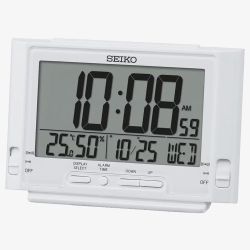 Seiko Clocks Multi-Function Display White Selectable Display Alarm Clock QHL095W