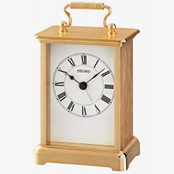 Seiko Clocks Gold Metal Mantel Clock QHE093G