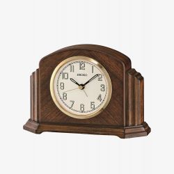 Seiko Clocks Brown Wooden Mantel Clock QXE043B