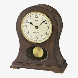 Seiko Gold Pendulum Dark Wooden Mantel Clock QXQ037B