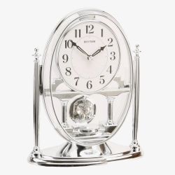 T H Baker Silver Rythm Mantel Clock with Pendulum CRP609WR19