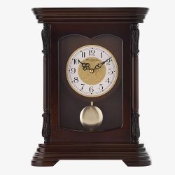 Ornate Brown Wooden Pendulum Mantel Clock W2890