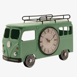 Hometime Metal Green Campervan Mantle Clock W2998