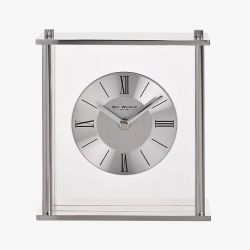 WM Widdop Silver Square Mantel Clock W3429