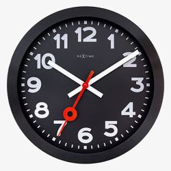 Nextime Station All Black Aluminium Round Wall Clock NT119