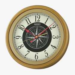 Seiko Retro Gold Compass Wall Clock QXA844G