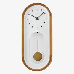 Seiko White Dial Pendulum Wooden Wall Clock QXC247B