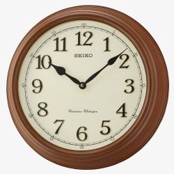 Seiko White Dial Wooden Round Wall Clock QXD214B