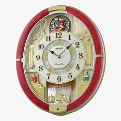 Seiko Melodies In Motion Red Oval Wall Clock QXM612R
