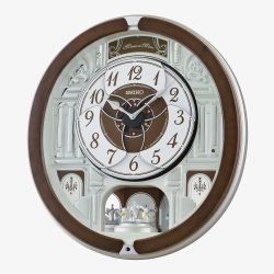 Seiko Melodies In Motion Brown Silver Wall Clock QXM615B