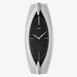Seiko Retro Silver Black Oval Wall Clock QXA342A