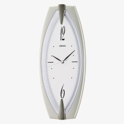 Seiko Retro Silver White Oval Wall Clock QXA342D
