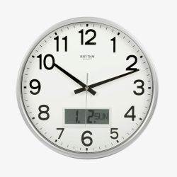 Rhythm Silver Date Display Clock CFG706NR19