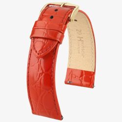 HIRSCH Crocograin Medium Red Leather Watch Strap 12302820-1