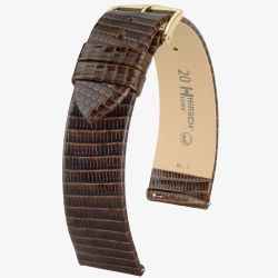 HIRSCH Lizard Long Brown Leather Watch Strap 01766010-1