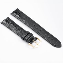 Hirsch Black Crocodile Leather 18mm Watch Strap 18920850-1-18
