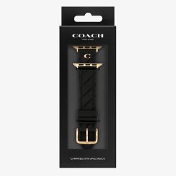 Coach Ladies Black Silicone Quilted Apple Watch Strap 14700317