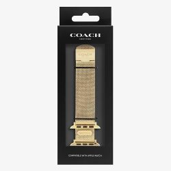 Coach Ladies Gold Tone Mesh Apple Watch Strap 14700064