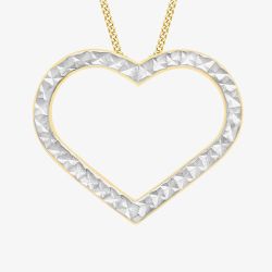 9ct Two Colour Gold Diamond Cut Open Heart Pendant 2.68.3049