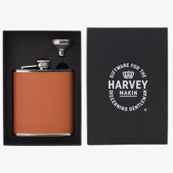 Harvey Makin 6Oz Brown Hip Flask With Funnel HM2474