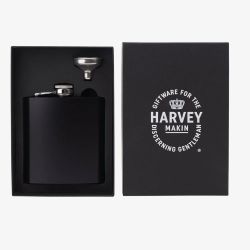 Harvey Makin 6Oz Black Hip Flask With Funnel HM2476