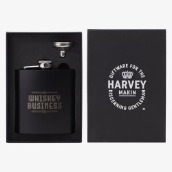 Harvey Makin Matte Black 6Oz Hip Flask With Funnel HM2491
