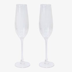 Set Of Two Flute Glasses Pink Glassware LP77858A