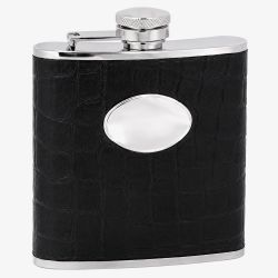 Black Crocodile Engravable 5oz Hip Flask HF-04