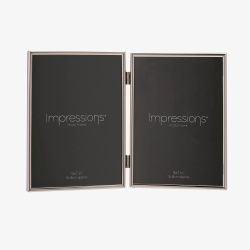 Impressions Silver Plated 5x7 Inch Double Photo Frame 8174