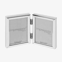 Impressions Shiny Silverplated Double Hinged Small Photo Frame FS426