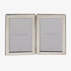 Impressions Silverplated Double Hinged 4x6 Inch Photo Frame 3499