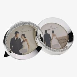 Silver Plated Double Rings 3x2 Photo Frame FS432