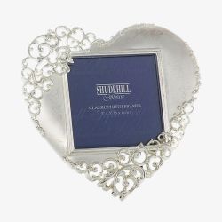 Shudehill Satin Silver Lace Heart 3x3 Photo Frame 20233