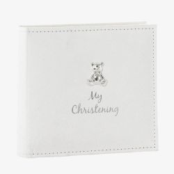 White Suede Teddy Christening Photo Album 79510