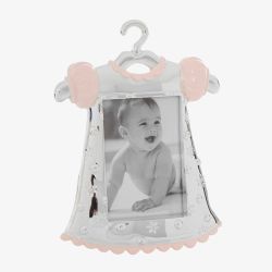 Silver Plated Pink Baby Dress Photo Frame 50523