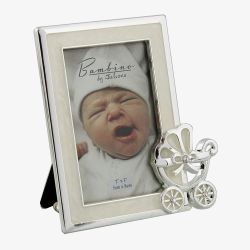 Bambino Silver Plated Pram 3x2 Inch Photo Frame CG486