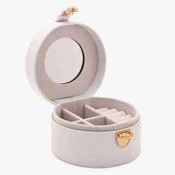 Sophia White Round Leather Jewellery Box S3341W