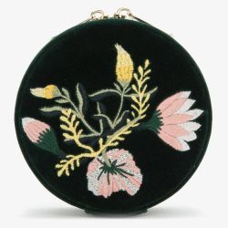 WOLF Zoe Travel Round Forest Green Floral Jewellery Box 393212