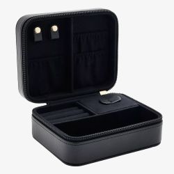 Sophia Black Oblong Leather Look Zipped Jewellery Box SP3338