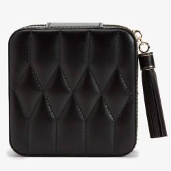 WOLF Caroline Black Zip Travel Jewellery Case 329971