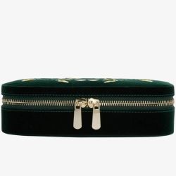WOLF Zoe Forest Green Travel Zip Jewellery Case 393312