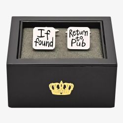 Harvey Makin If Found Return To Pub Brushed Cufflinks HM2386