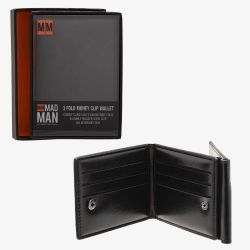 Mad Man Black 3 Fold Money Clip Wallet HM2369